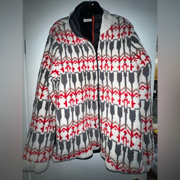Sleeping On Snow Anthropologie Fleece Sweater Jacket Satin Women’s Size XL - Picture 1 of 5